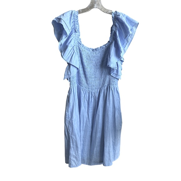 NWT Altar’d State Camilla Smocked Blue Mini Dress Sz Large - Picture 2 of 7